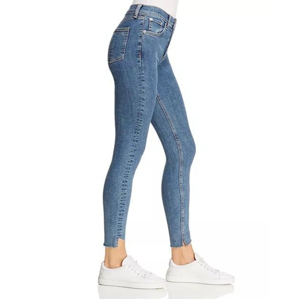 Rag & Bone High Rise Skinny Jeans Commodore Blue Raw Step Hem W1566K520CCO 26